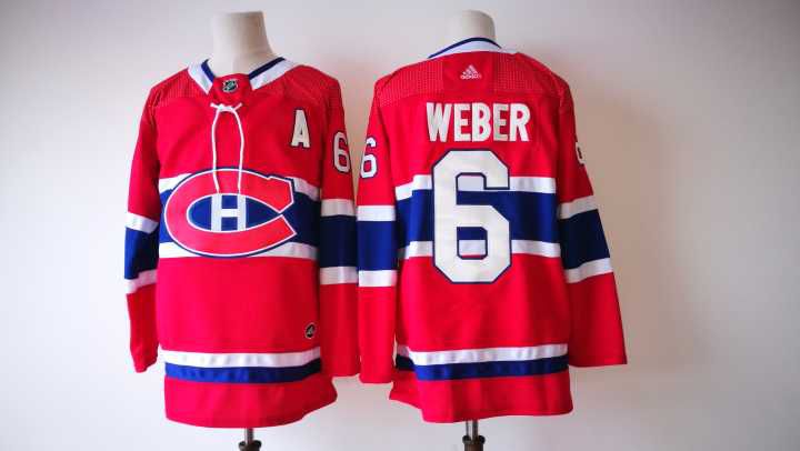 Men Montreal Canadiens #6 Weber Red Adidas Hockey Stitched NHL Jerseys->san jose sharks->NHL Jersey